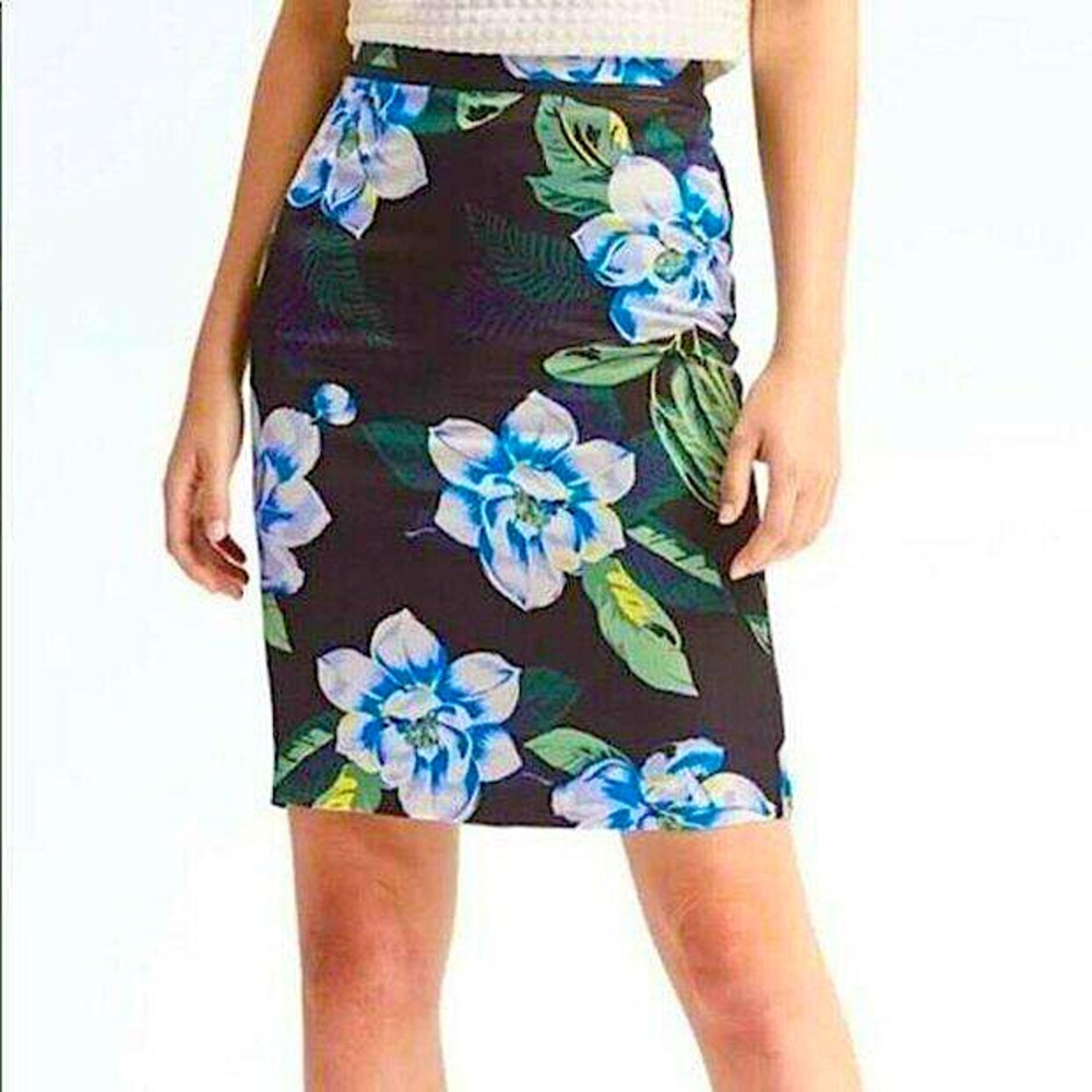Banana Republic Linen Blend Floral Pencil Skirt